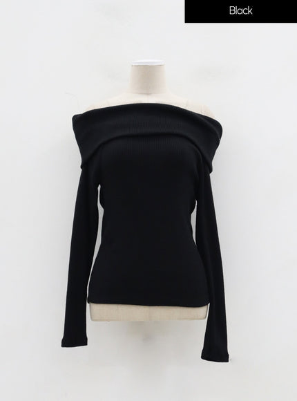 Ribbed Knit Off-Shoulder Top IJ318
