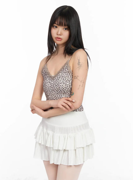 leopard-print-lace-trim-cami-ia523 / Beige