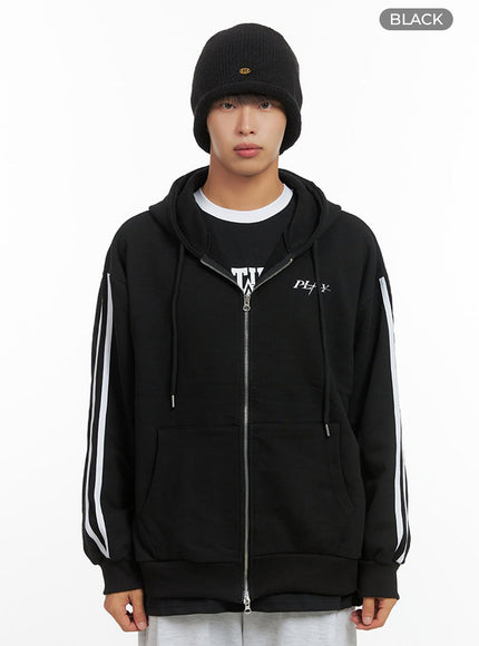 mens-oversized-zip-up-track-hoodie-io420 / Black