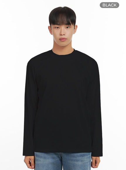 mens-basic-long-sleeve-t-shirt-io420 / Black