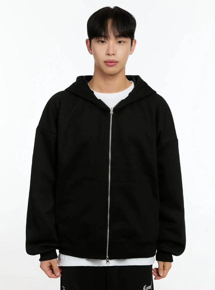 mens-basic-oversized-zip-up-hoodie-in525 / Black