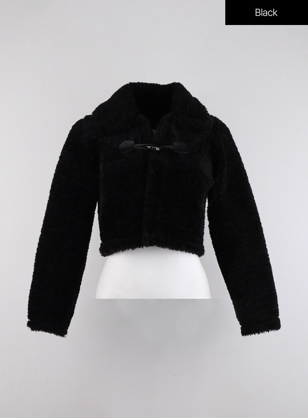 fleece-stand-collar-crop-jacket-id313 / Black