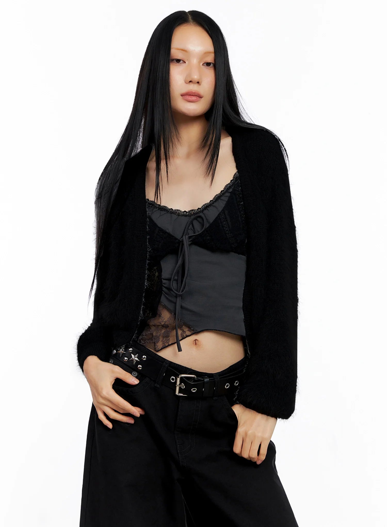 soft-knit-buttoned-cardigan-co517 / Black