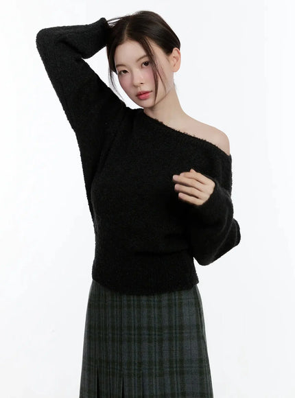 off-shoulder-knit-sweater-id526 / Black