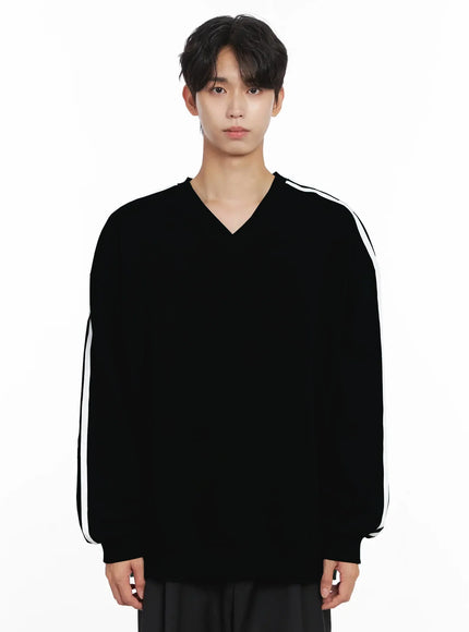 mens-v-neck-track-sweatshirt-io516 / Black