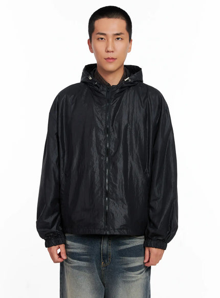 mens-glossy-windbreaker-is510 / Black