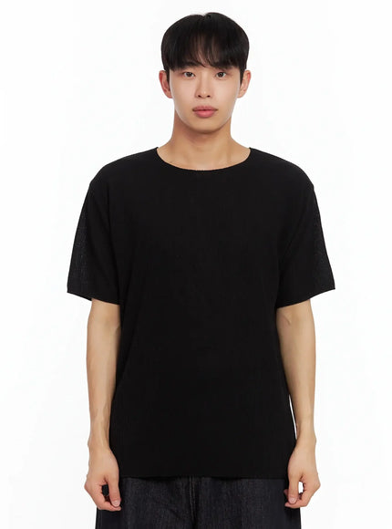 mens-knit-short-sleeve-tee-il516 / Black