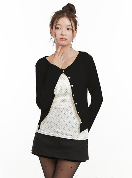 boat-neck-crop-cardigan-ij530 / Black