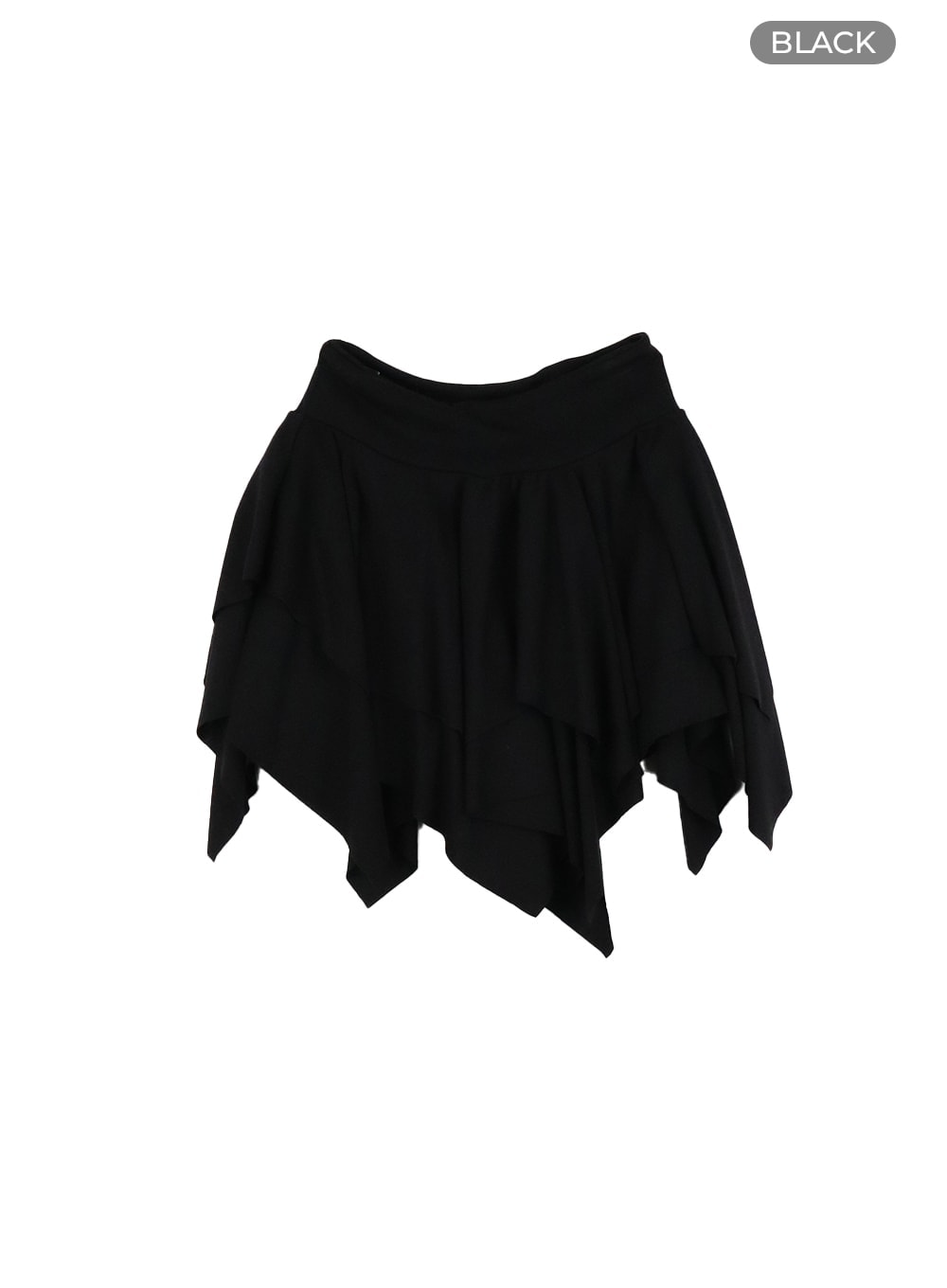 asymmetrical-ruffle-mini-skirt-ia417 / Black