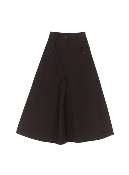 flare-cotton-maxi-skirt-iy513 / Black
