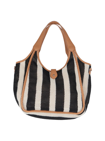 crochet-knit-shoulder-bag-is516 / Black