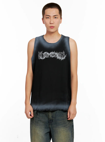 mens-distressed-muscle-tee-ig508 / Black