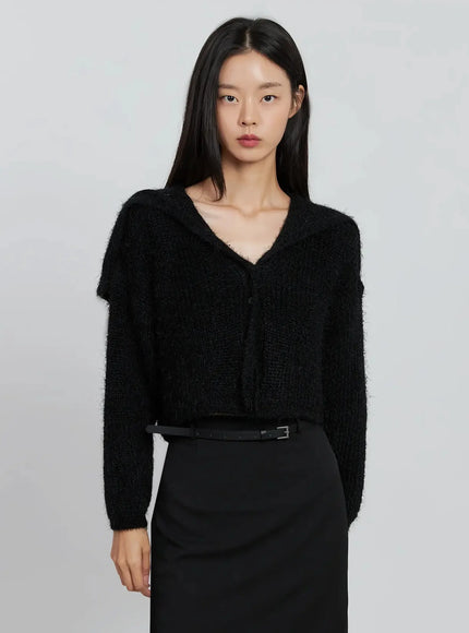 cozy-gray-crop-cardigan-io530 / Black