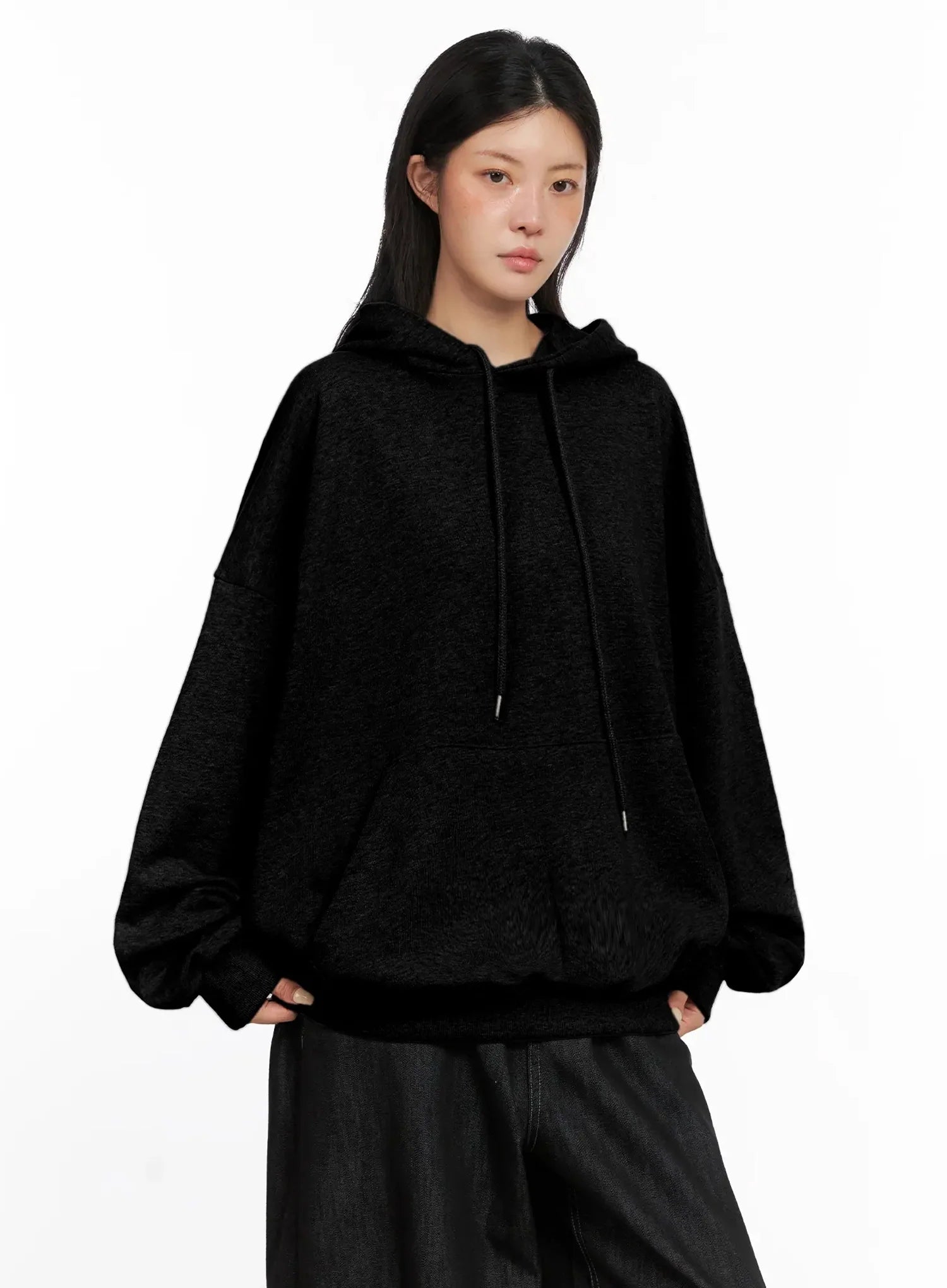 oversized-casual-hoodie-is515 / Black