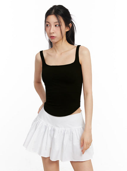 cotton-square-neck-tank-top-iu504 / Black