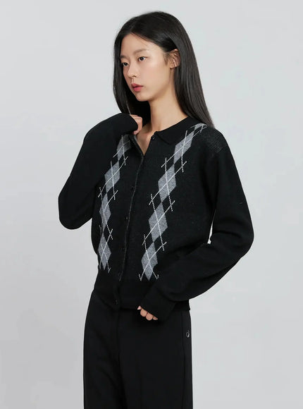 button-up-knit-cardigan-in507 / Black