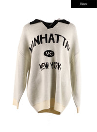 manhattan-oversized-knit-sweater-if408 / Black