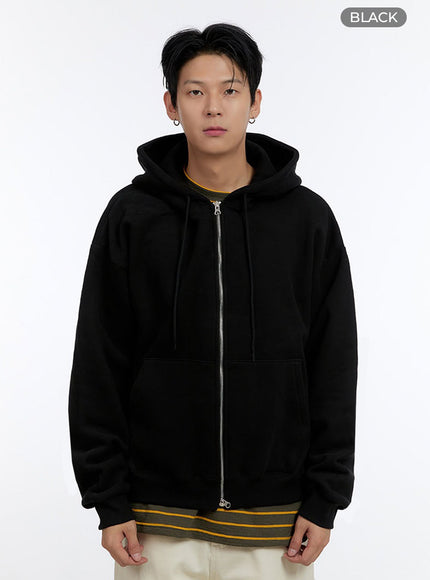 mens-cozy-double-zip-up-hoodie-io428 / Black