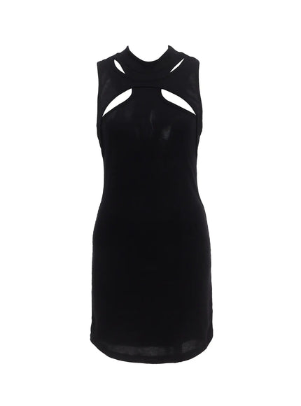 cut-out-halter-bodycon-dress-ic503 / Black
