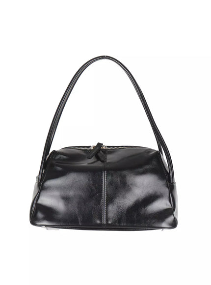 stitched-faux-leather-shoulder-bag-iu512 / Black
