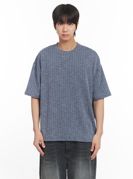 mens-ribbed-crewneck-tee-ia511 / Blue