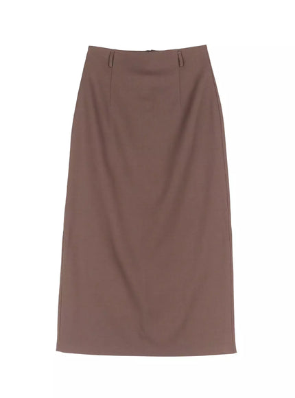 elegant-midi-belted-skirt-io530 / Brown