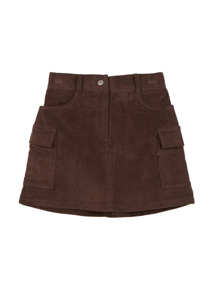 Corduroy Cargo Mini Skirt IJ510