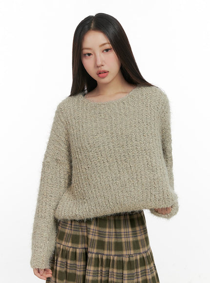 classic-solid-long-sleeve-sweater-in415 / Dark beige