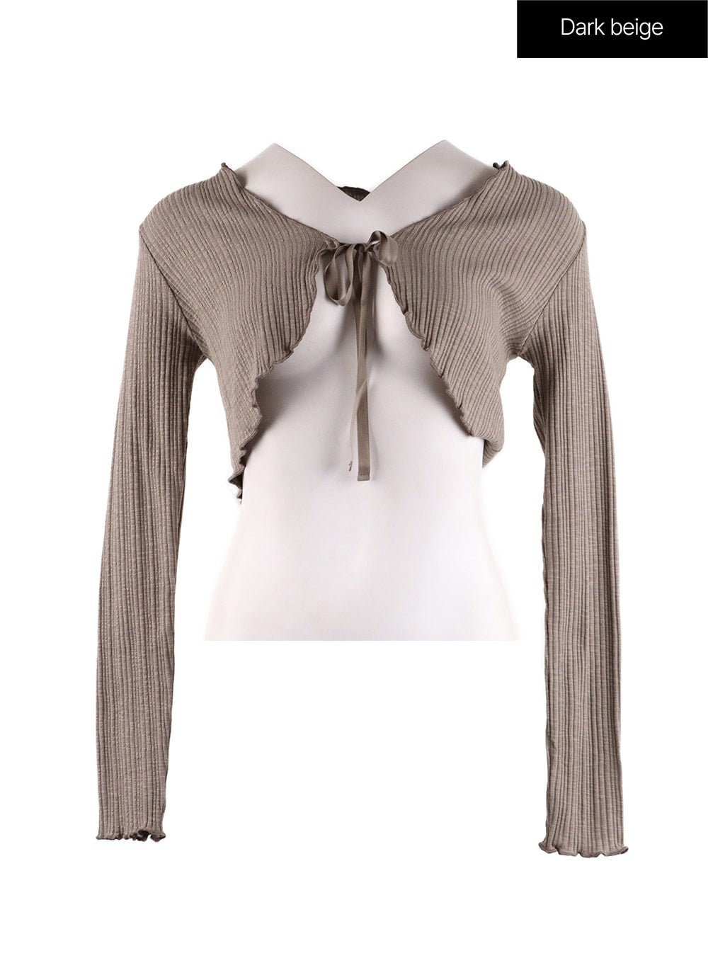 bowknot-drawstring-bolero-top-if408 / Dark beige