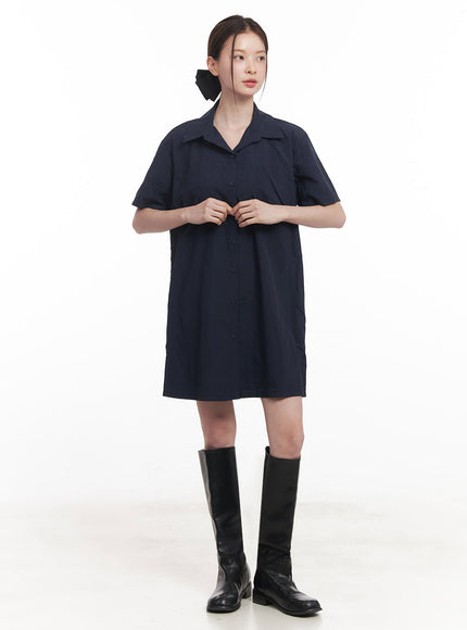 collared-shirt-mini-dress-iy508 / Dark blue