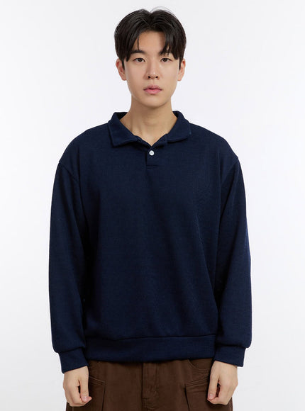 mens-essential-collared-sweatshirt-im525 / Dark blue