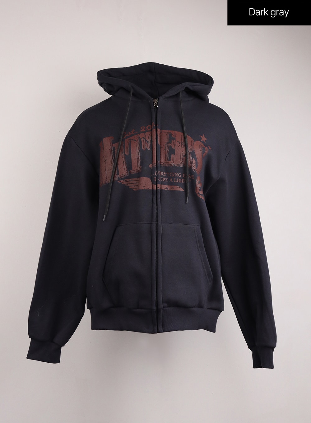 lettering-zip-up-hoodie-ij410 / Dark gray