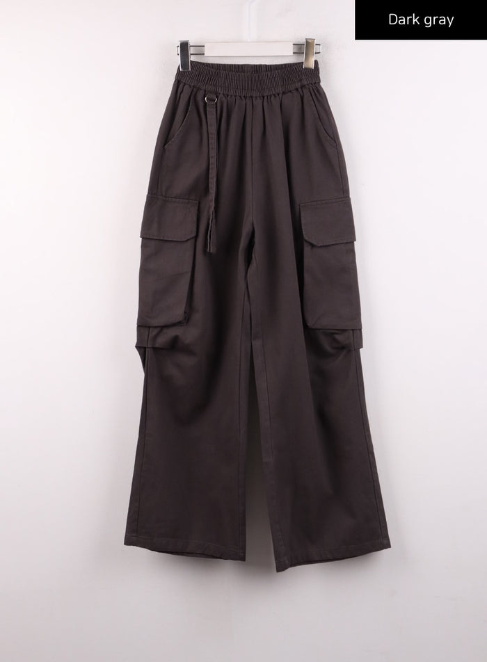 cargo-wide-leg-pants-ij430 / Dark gray