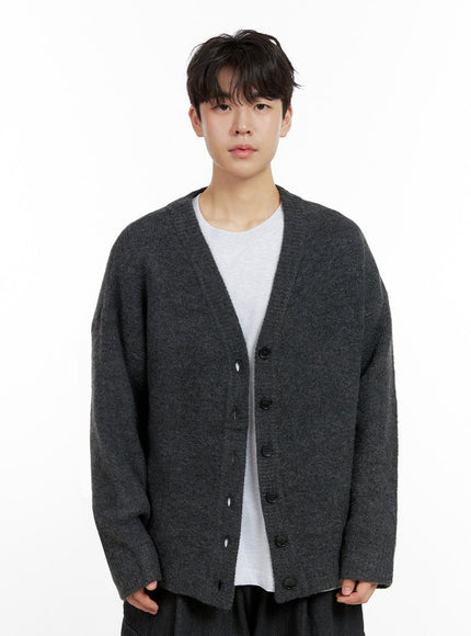 mens-buttoned-oversize-cardigan-in422 / Dark gray