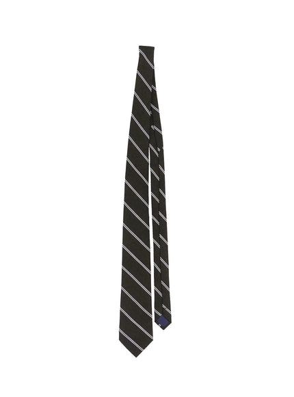 mens-classic-striped-tie-is502 / Dark green