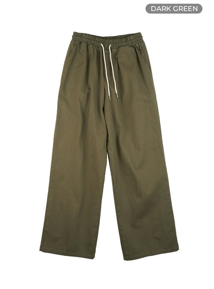 mens-solid-wide-fit-pants-ig409 / Dark green