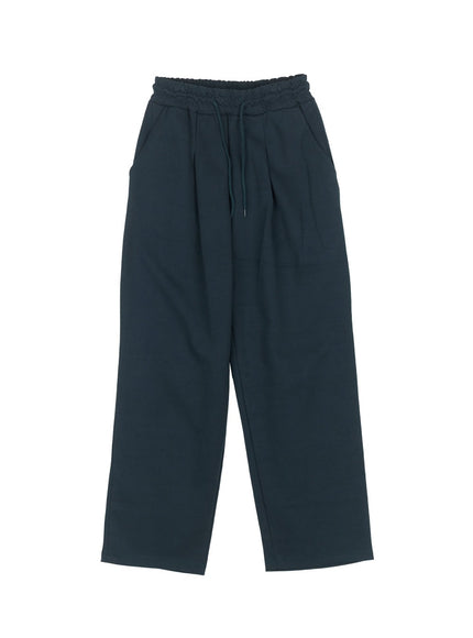 cotton-pintuck-wide-fit-sweatpants-iy516 / Dark green