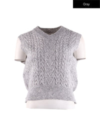 cable-knit-sweater-vest-if408 / Gray