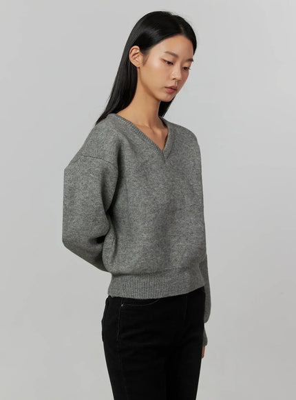 v-neck-nit-pullover-ij505 / Gray