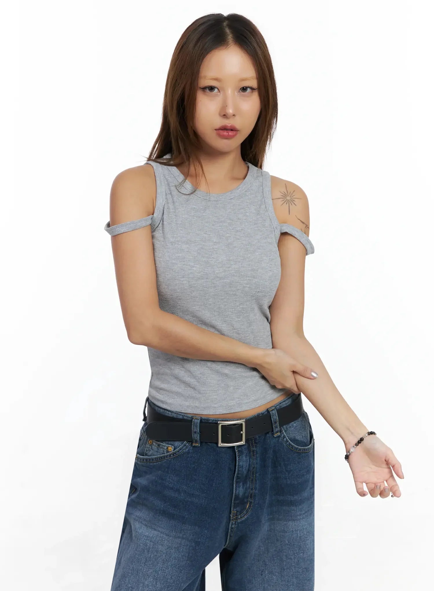 double-strap-tank-top-in528 / Gray