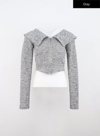 off-shoulder-crop-sweater-in308 / Gray