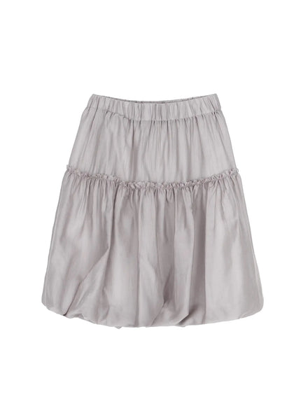 frill-balloon-midi-skirt-ia523 / Gray