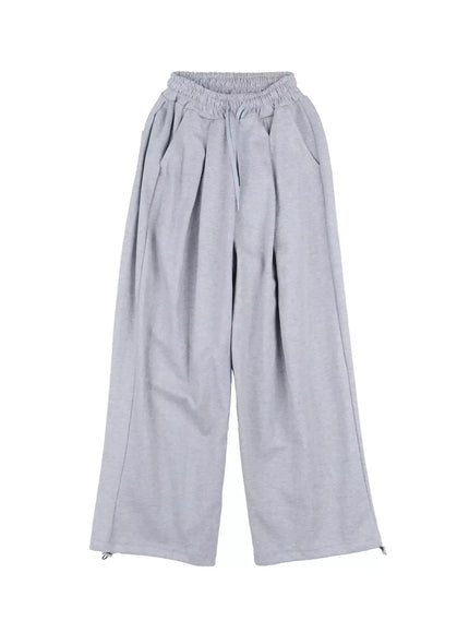 wide-leg-drawstring-sweatpants-il528 / Gray