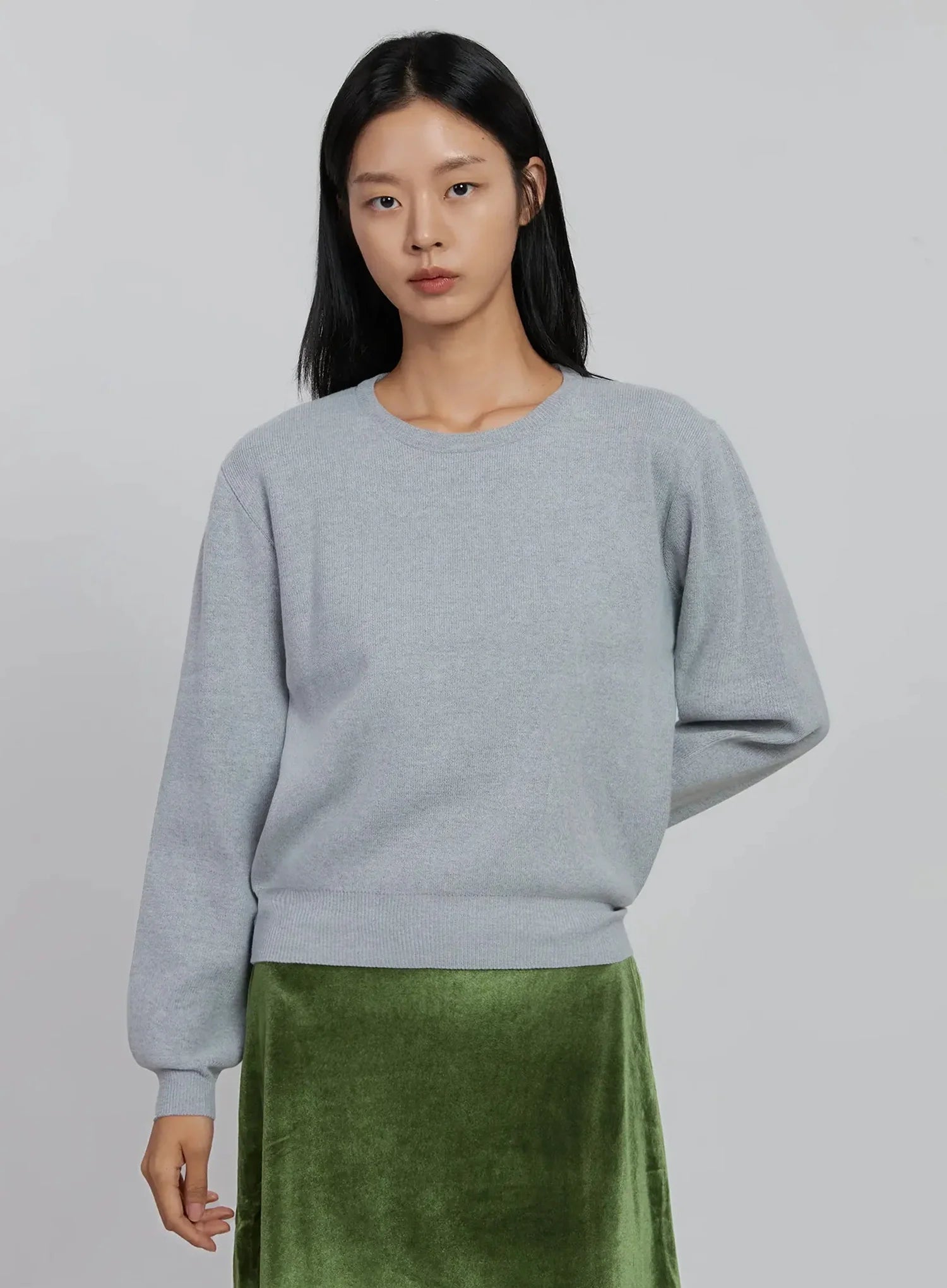 round-neck-knit-top-id516 / Gray