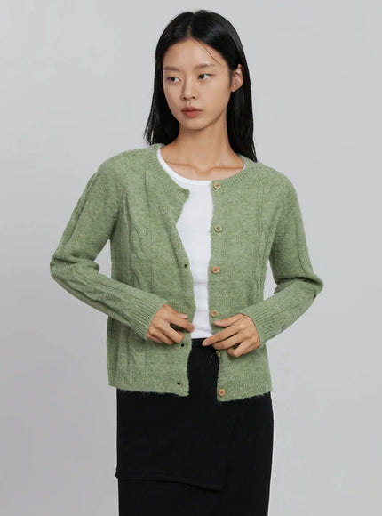 cable-knit-cardigan-id516 / Green