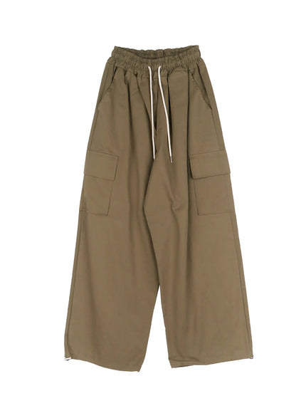 mens-drawstring-cargo-pants-is510 / Green