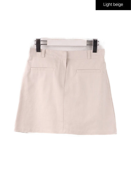 basic-cotton-mini-skirt-if408 / Light beige