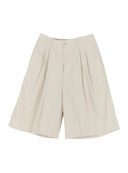 mens-wide-fit-nylon-pintuck-shorts-iy522 / Light beige