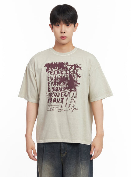 mens-cotton-bliss-graphic-t-shirt-iy522 / Light beige