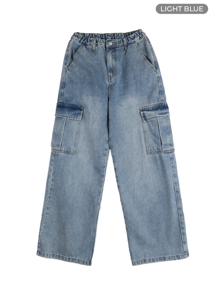 denim-cargo-pants-if426 / Light blue